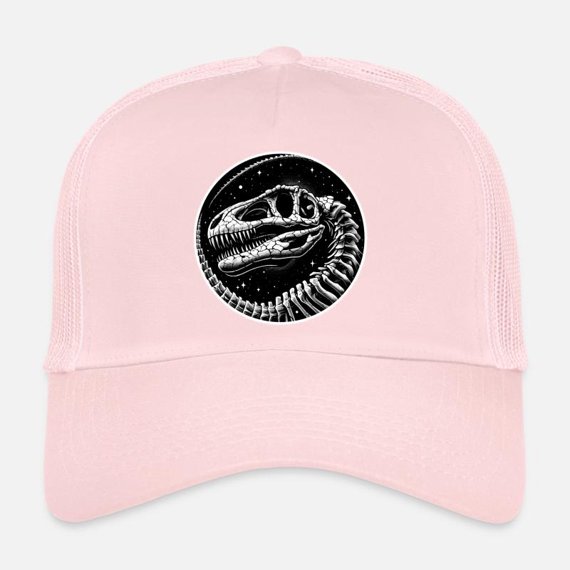 Black and white dinosaur skeleton for dinosaur fans Trucker Cap