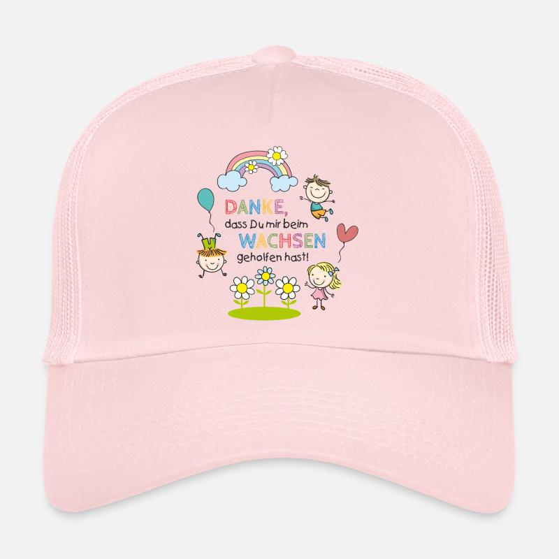 Spruch Kitaabschied | Kinder - Regenbogen - Blumen - Trucker Cap - Hellrosa