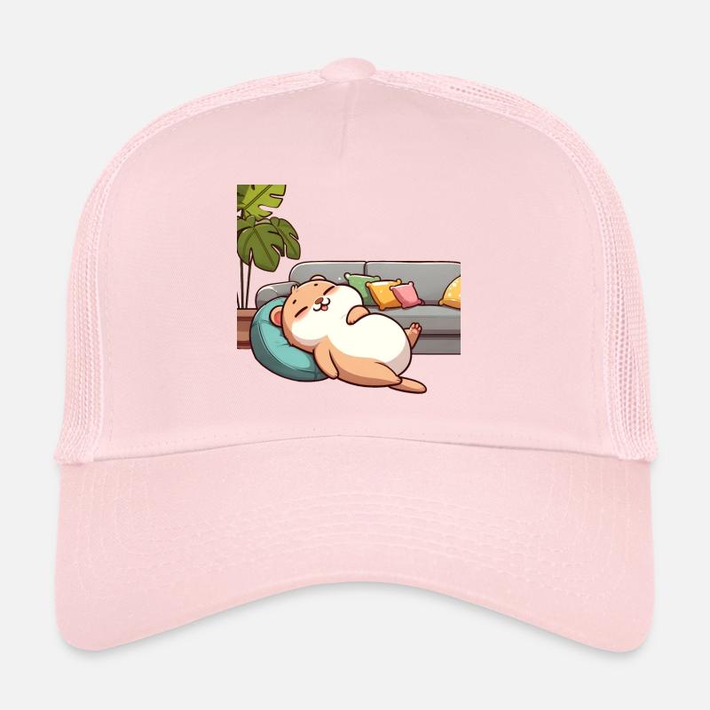 Un flou rose décontracté sur le canapé Casquette trucker 