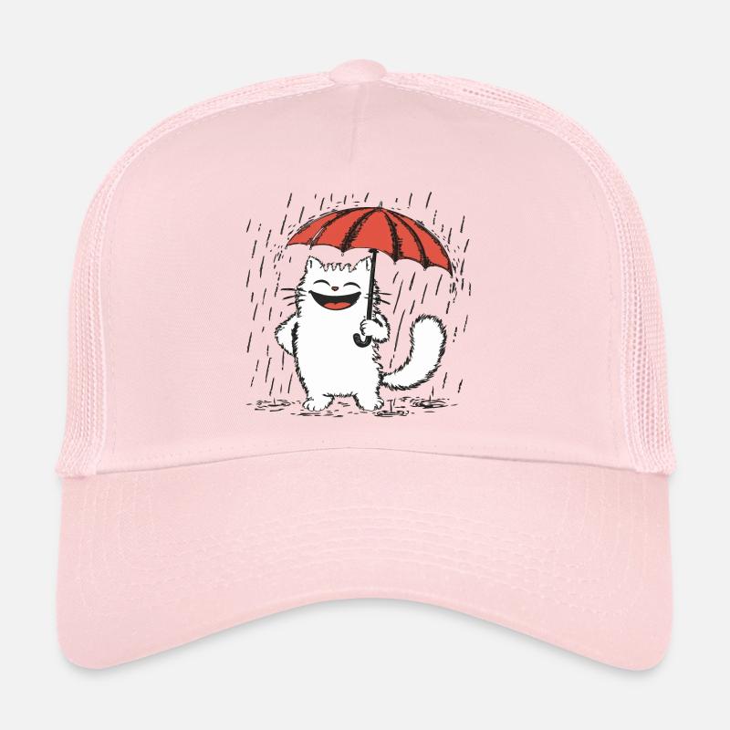 Glückliche Katze unter Regen - Trucker Cap - Hellrosa