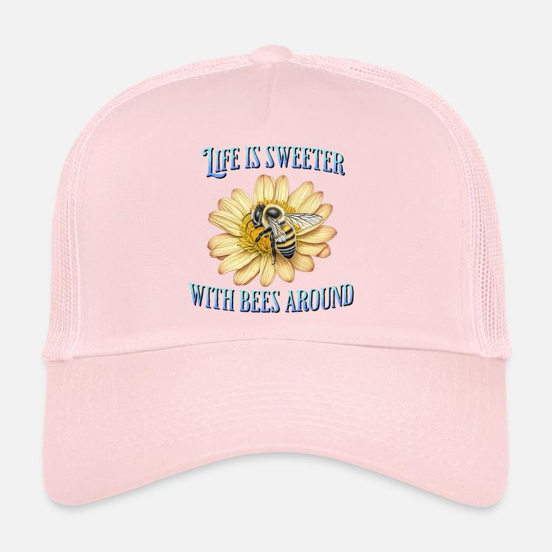 Life is sweeter with bees around - Trucker Cap - pale pink