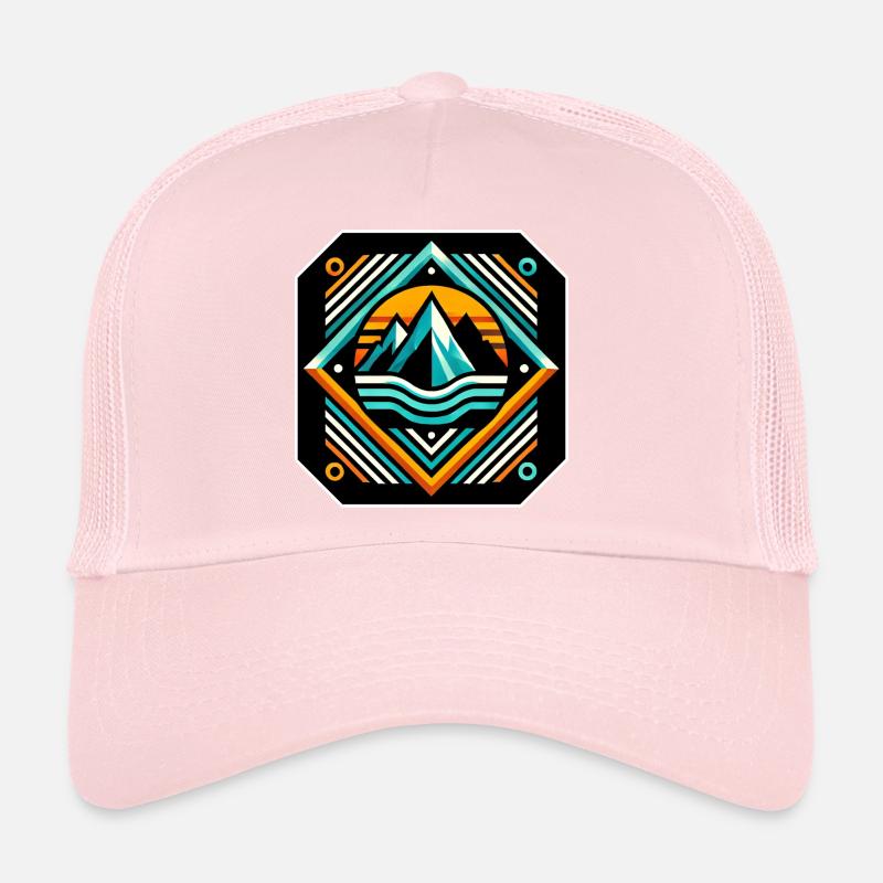Geometrische Bergsonne mit Wellen Trucker Cap