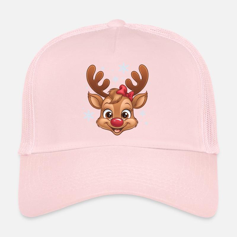 Süßes Rentier-Mädchen mit Schneeflocken Trucker Cap