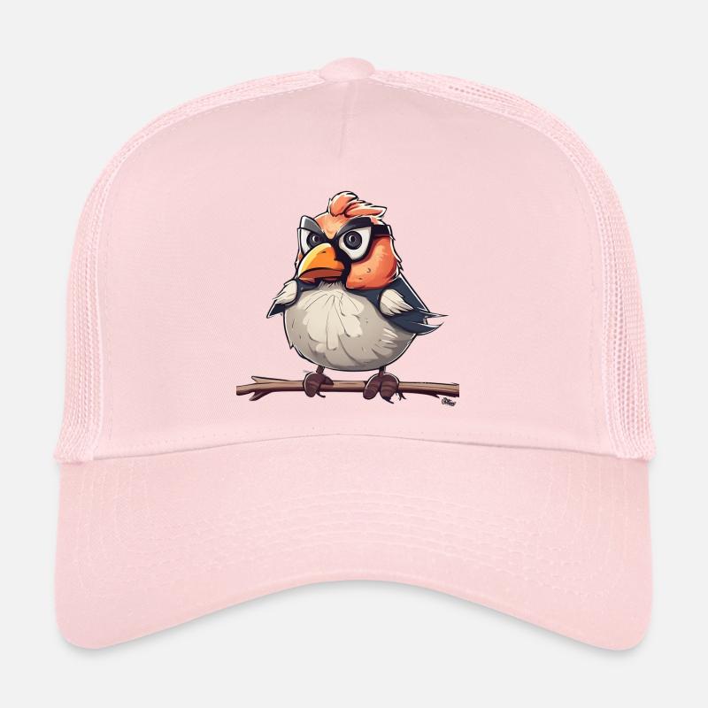 Oiseau de dessin animé avec des lunettes Illustration Casquette trucker 