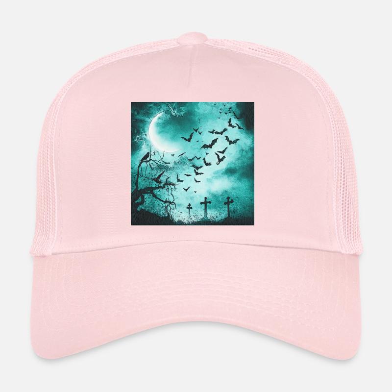 Kolkrabe, Fledermäuse, Bäume, Friedhöfe - Trucker Cap - Hellrosa