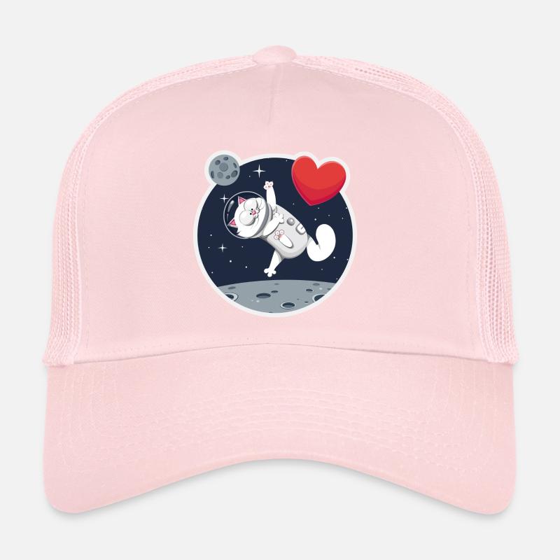 Chat astronaute solitaire attrapant cœur Casquette trucker 