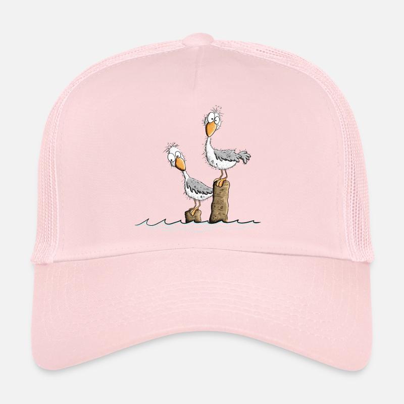Drollige Möwen Nordsee Ostsee Urlaub Maritim - Trucker Cap - Hellrosa