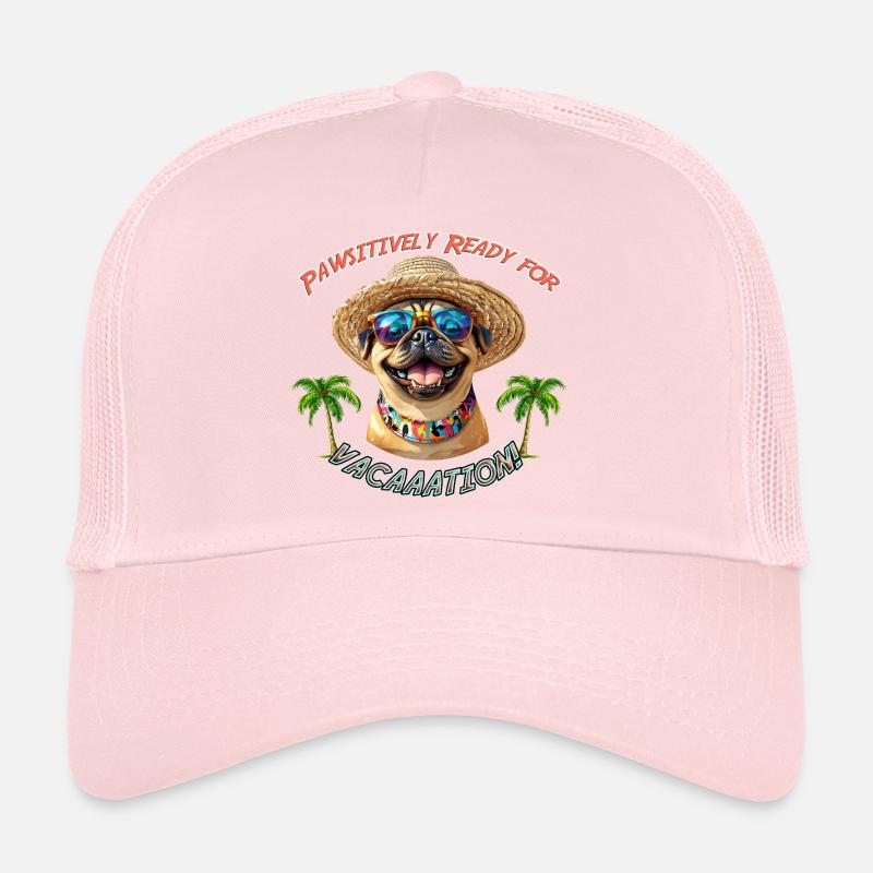 Pug in summer look: Pawsitively Ready Trucker Cap
