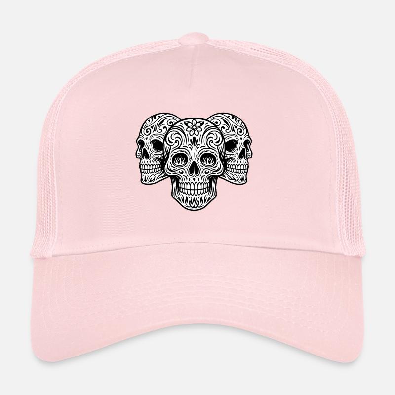 Ornamental three-part skulls - Trucker Cap - pale pink