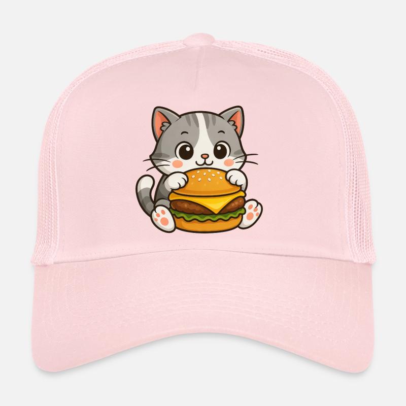 Chat si mignon hamburger restauration rapide nourriture de dessin animé Casquette trucker 