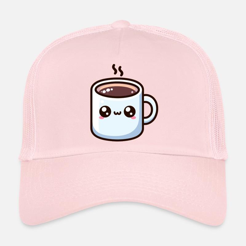 Cute Kawaii Coffee Mug Illustration Trucker Cap