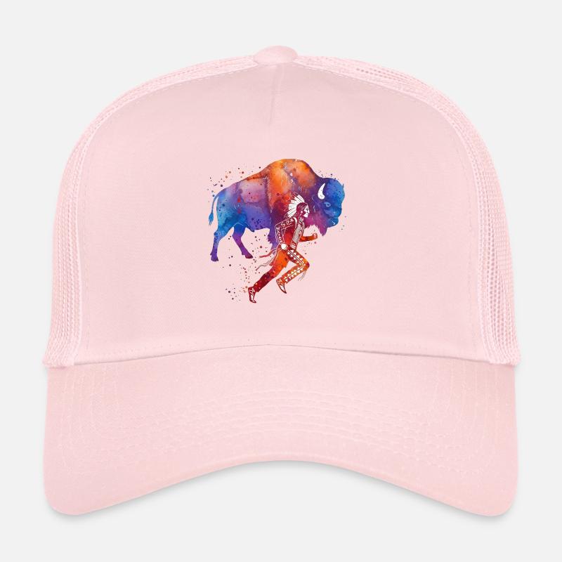 Aura d’aquarelle de buffle de coureur amérindien Casquette trucker 