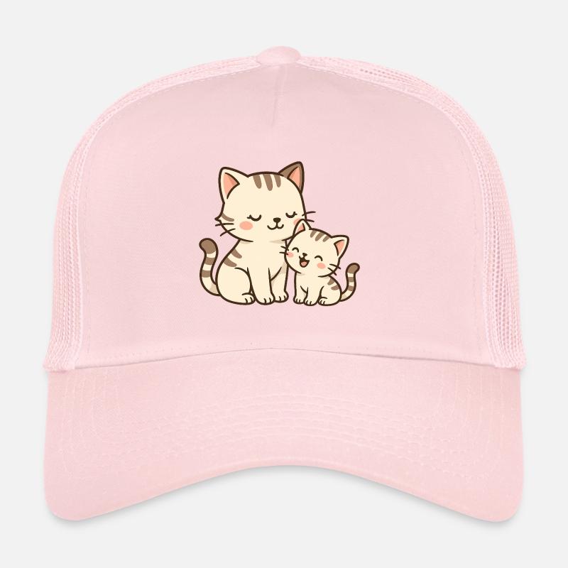 Maman chat et bébé chaton câlins et rires Casquette trucker 