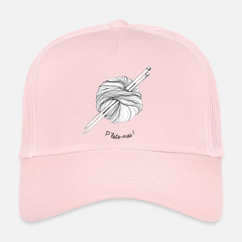 Bommel aus Strickgarn und Knäuel aus Garn - Trucker Cap - Hellrosa