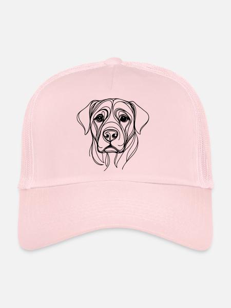 Dog_line_art_1 - Casquette trucker  - rose pâle - Devant