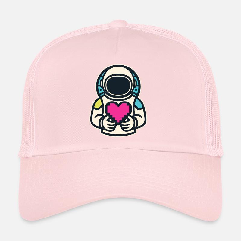 Astronaute avec un cœur de pixel Casquette trucker 