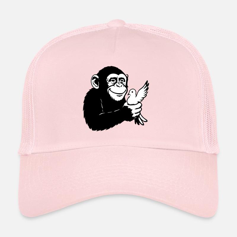 Singe tenant une colombe de la paix dans sa main Casquette trucker 