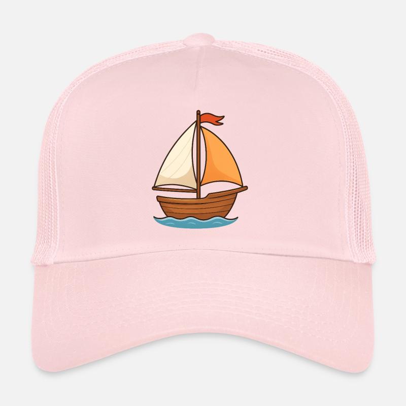 Maritime Sailing Ship Watercolor Design - Trucker Cap - pale pink