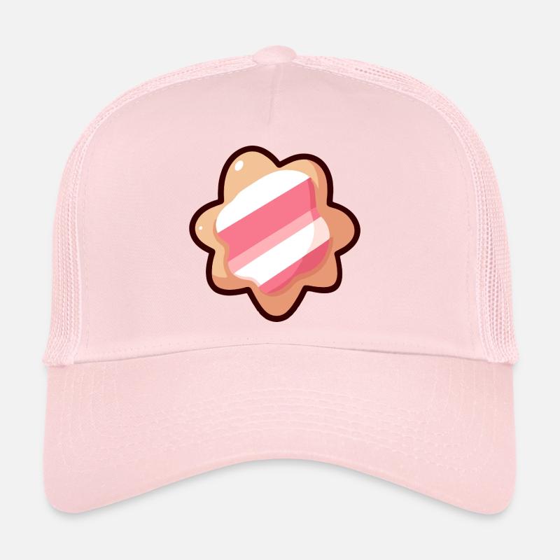 Emblème de biscuit rayé rose Casquette trucker 