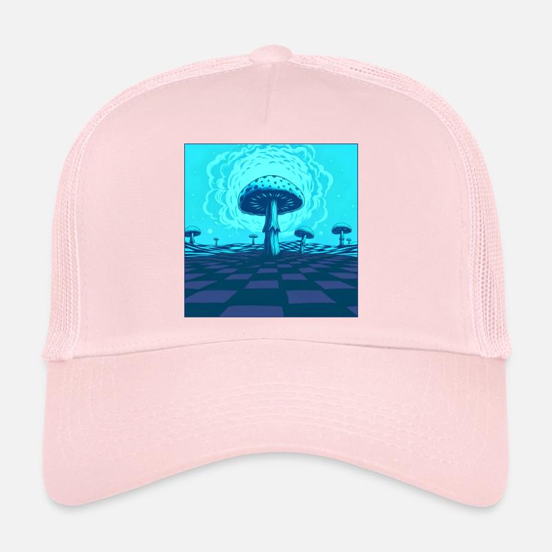Futuristic Blue Psychedelic Mushroom Scene Trucker Cap