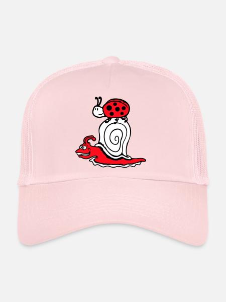 Escargot 2 Amis Coccinelle Équipe Rapide Mignon - Casquette trucker  - rose pâle - Devant