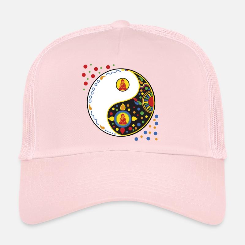 Yin Yang Tao mit Buddha  - Trucker Cap - Hellrosa