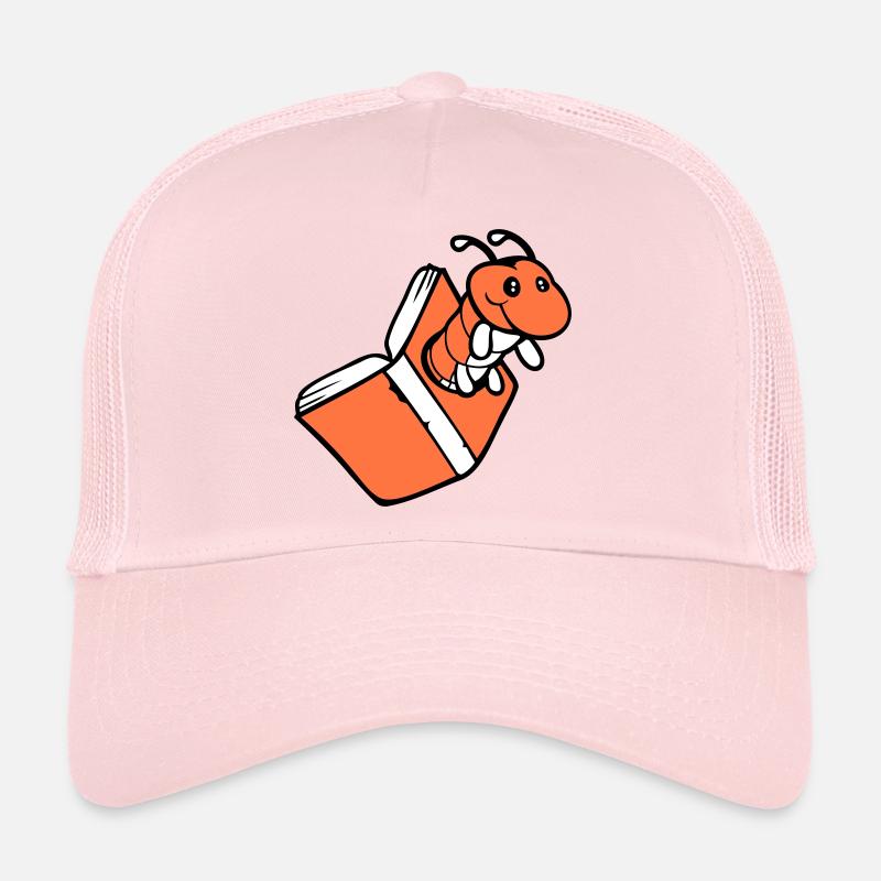 bookworm caterpillar nerd book hole geek worm read Trucker Cap