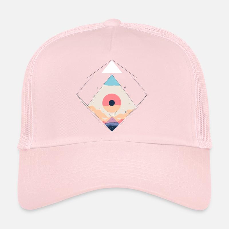 Abstract Geometric Sunset Scene Trucker Cap