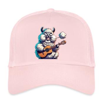 Lustiges Lama Monster Gitarre Musik Rock - Trucker Cap - Hellrosa - Vorne