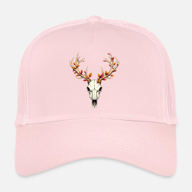 Bois de cerf avec feuilles d’automne et crâne Casquette trucker 