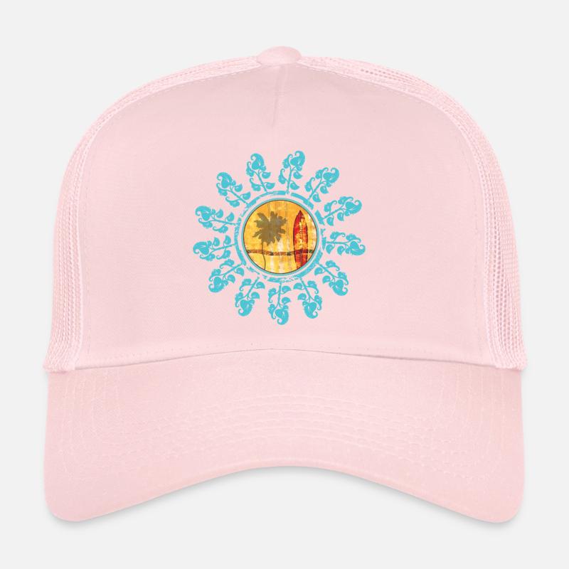 Plage et coucher de soleil dans un style bohème Casquette trucker 
