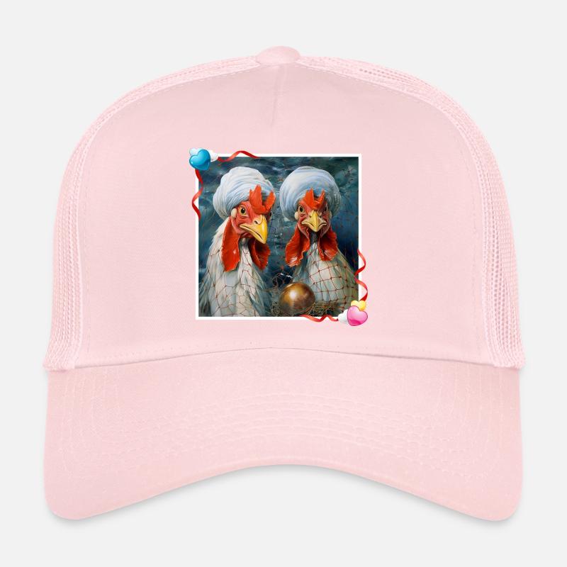 Creative Surreal Rooster Decors with Turban Network Trucker Cap