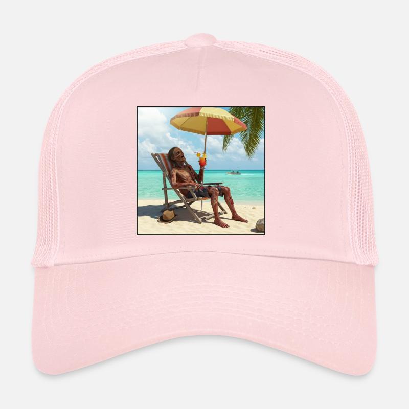 Zombie am Strand mit Cocktail Trucker Cap
