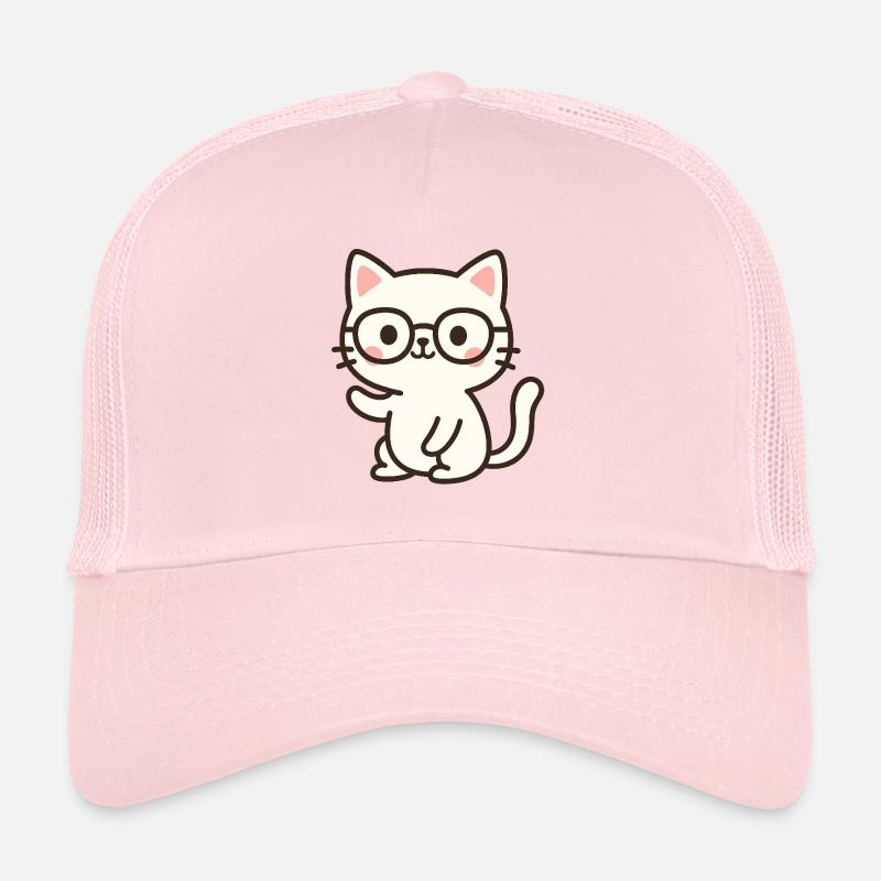 Illustration de chat mignon avec des lunettes Casquette trucker 