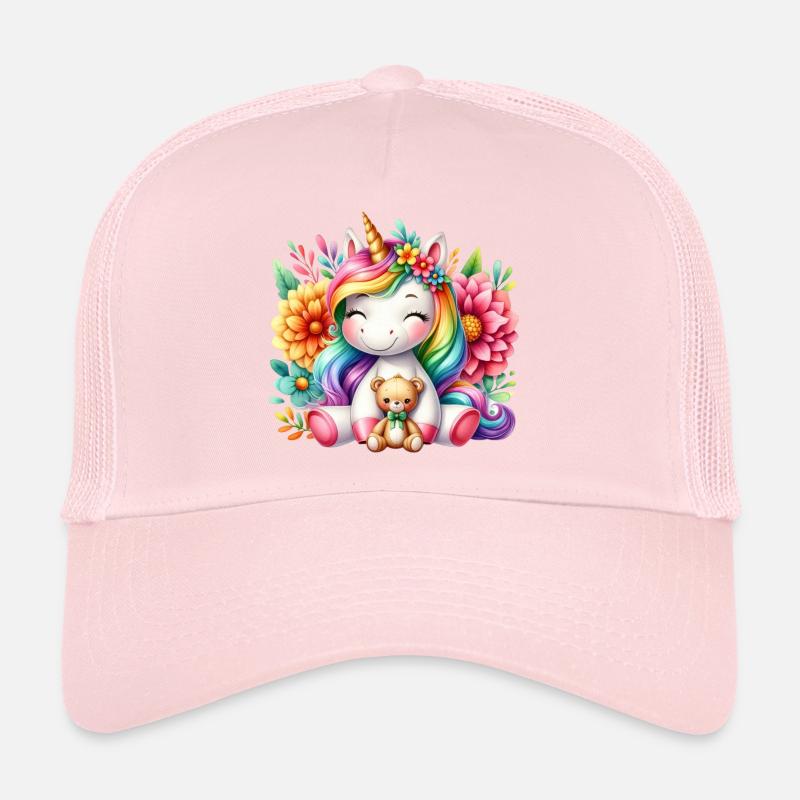 Rainbow Unicorn Floral Dream Trucker Cap