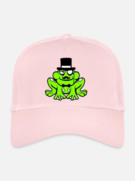 Mr Frog Sir Mr. Rich Monocle Glasses Top Hat - Trucker Cap - pale pink - Front