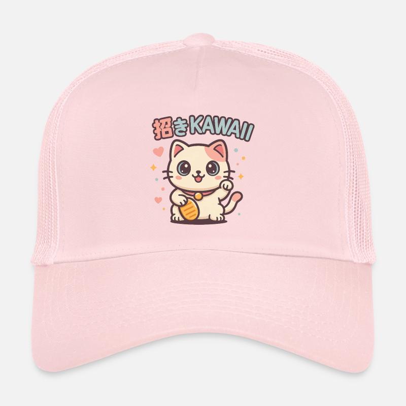 Kawaii Cat Invitation Luck - Trucker Cap - pale pink