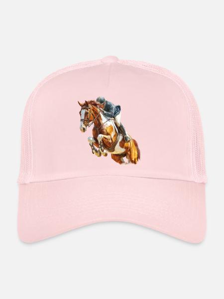 Cavalier au galop en saut - Casquette trucker  - rose pâle - Devant