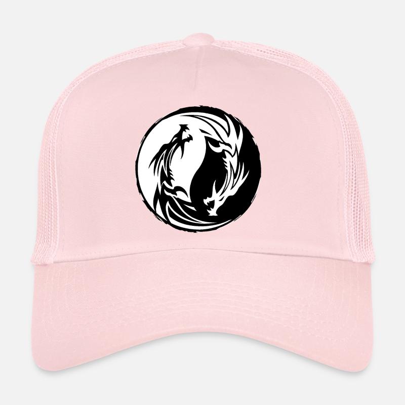 Drache Yin Yang - Trucker Cap - Hellrosa