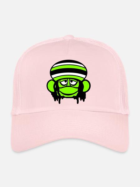 Frog Reggae Music Rasta Hair Hat Jamaica Fun - Trucker Cap - pale pink - Front