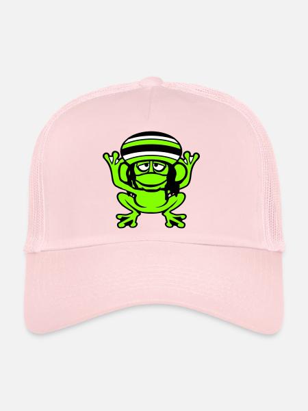 Frog Reggae Music Rasta Hair Hat Jamaica Fun - Trucker Cap - pale pink - Front