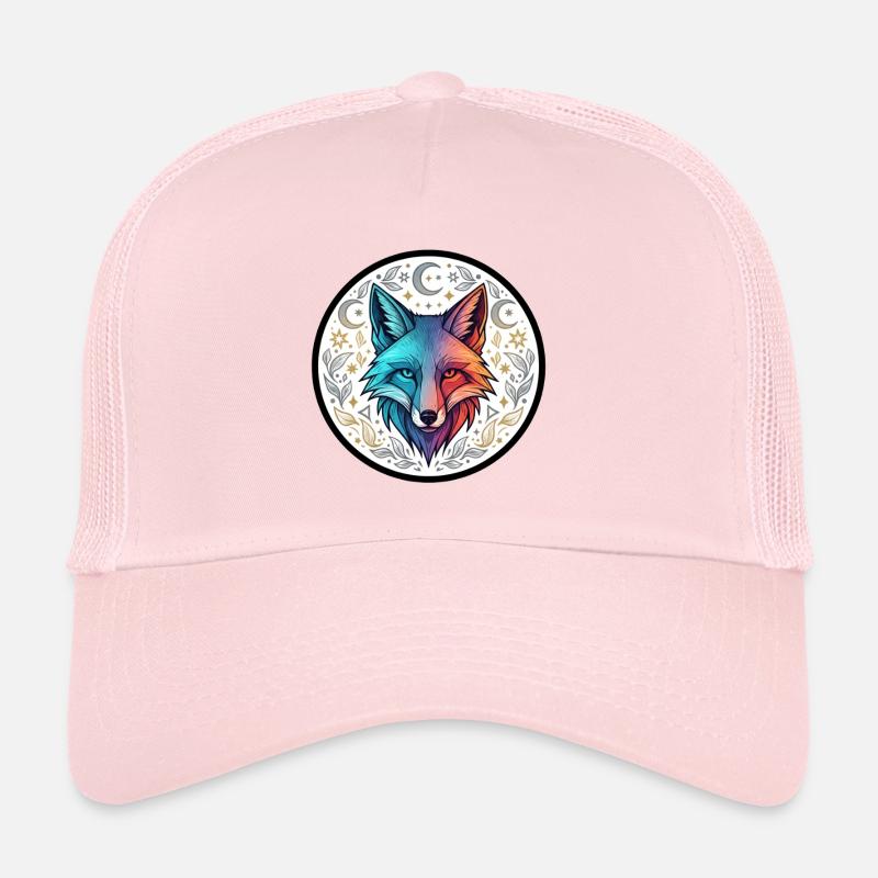 Colorful wolf in circle ornament Trucker Cap