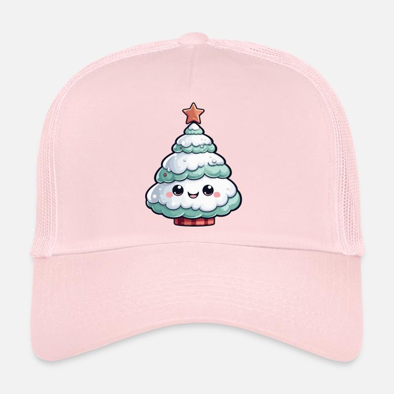 Pastel Snowy Tree Star Trucker Cap
