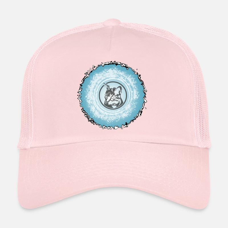 Cat Circle Blue Silhouette Trucker Cap