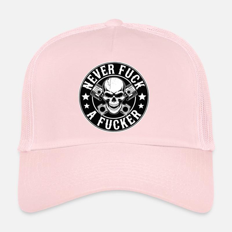Never Mess With Fucker Epic Biker Badge Skull Trucker Cap