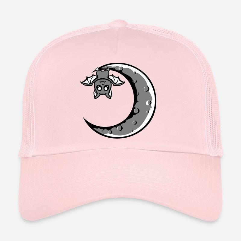 Cute Bat Crescent Moon Hanging Halloween Night Trucker Cap