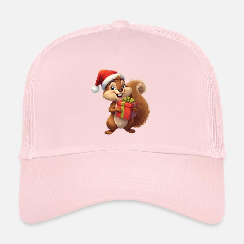 Christmas squirrel with gift - Trucker Cap - pale pink
