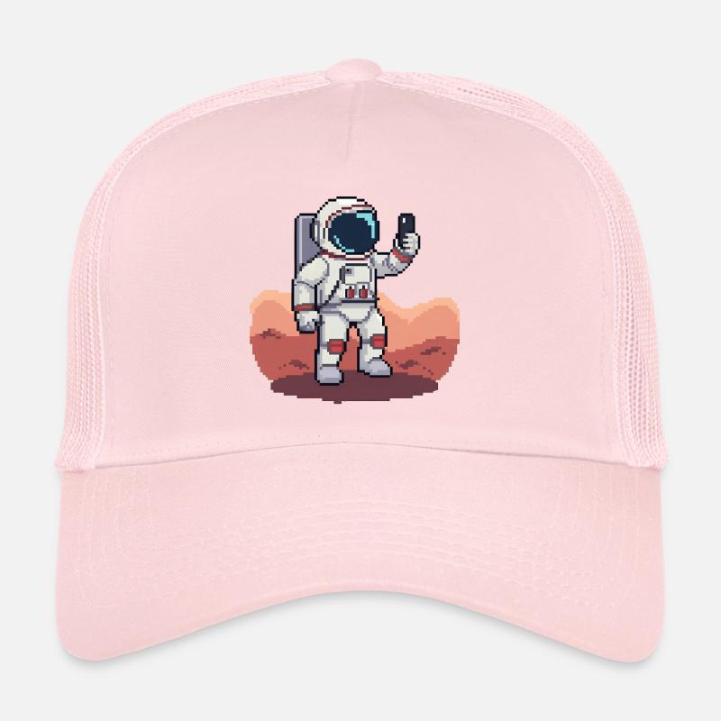 Selfie d’astronaute pixel sur Mars - Style 8 bits Casquette trucker 