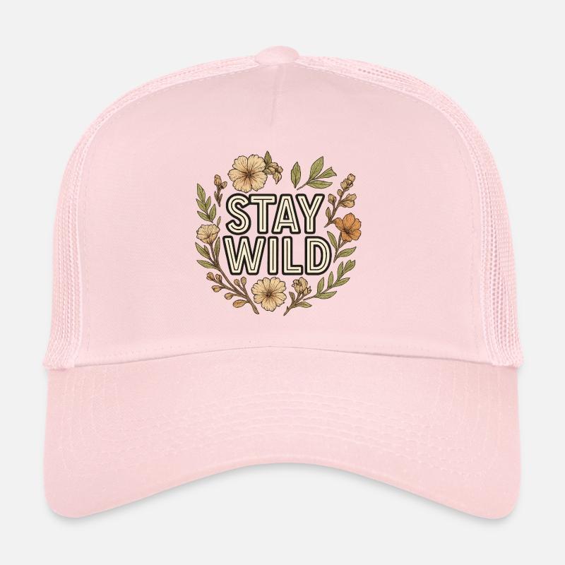 Stay Wild Floral Wreath - Trucker Cap - pale pink