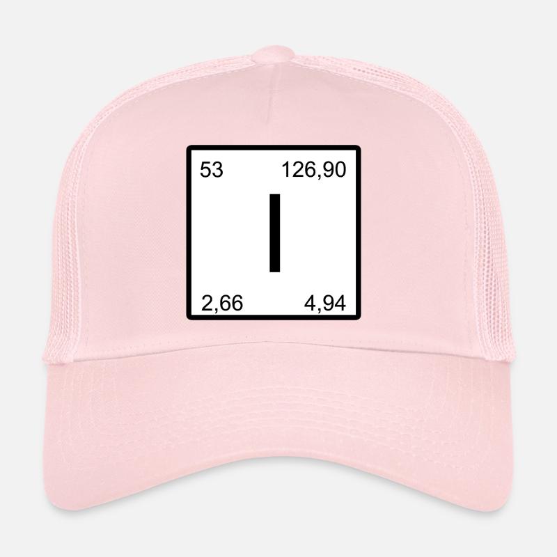 Élément d’iode Iode Symbole d’élément du tableau périodique Casquette trucker 